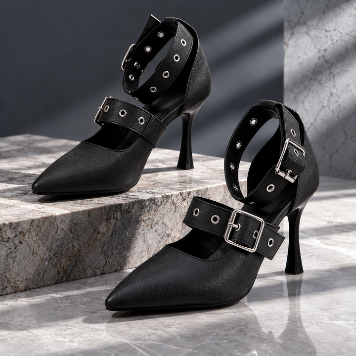 Savannah Double-Buckle Heels