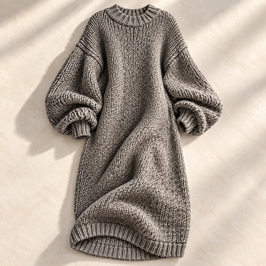 Eleanor Lantern-Sleeve Sweater Dress