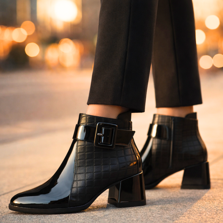 Harper Lane Leather Ankle Boots — back view