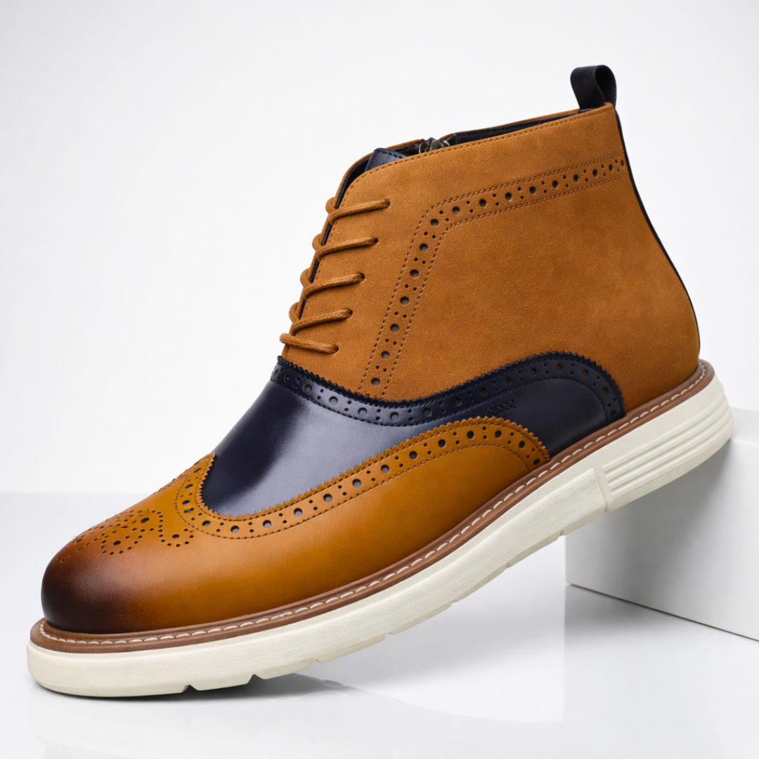 Hampton Lane Leather Brogue Boots — side view