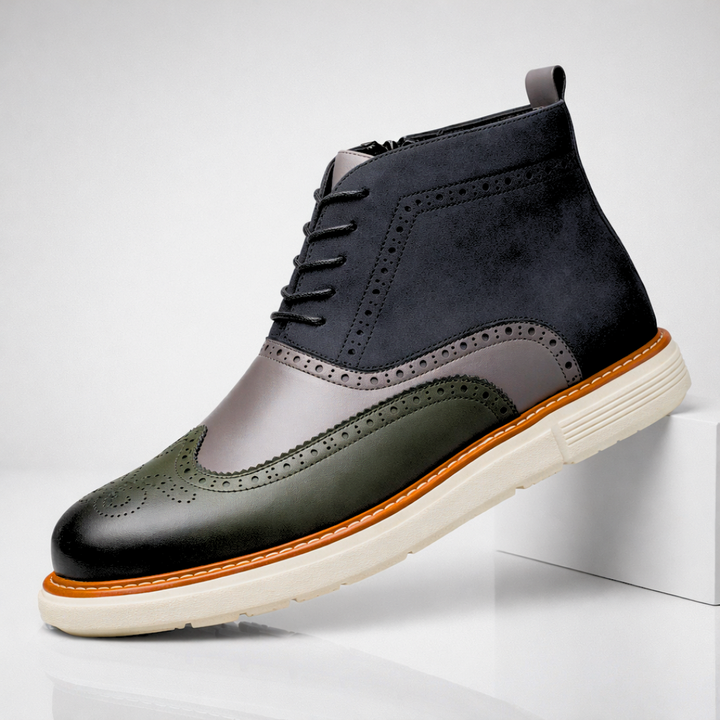 Hampton Lane Leather Brogue Boots — front view