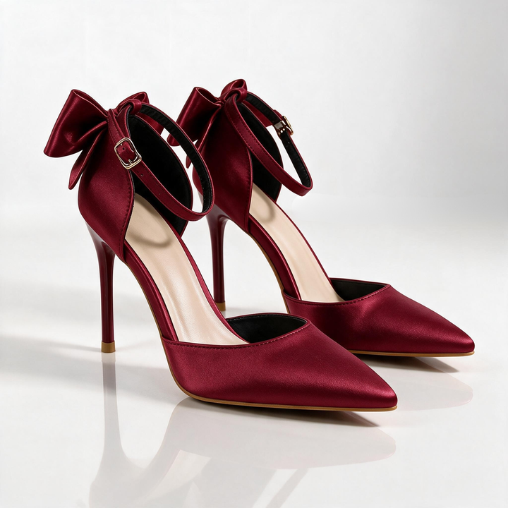 Odette Bow-Back Satin Heels