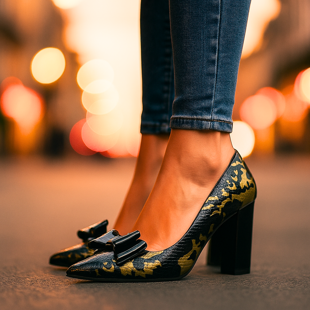 Savannah City Snake-Bite Heels — side view