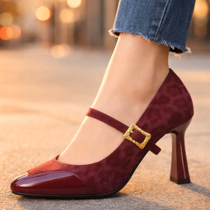 Harper Lane Leopard Heels — back view