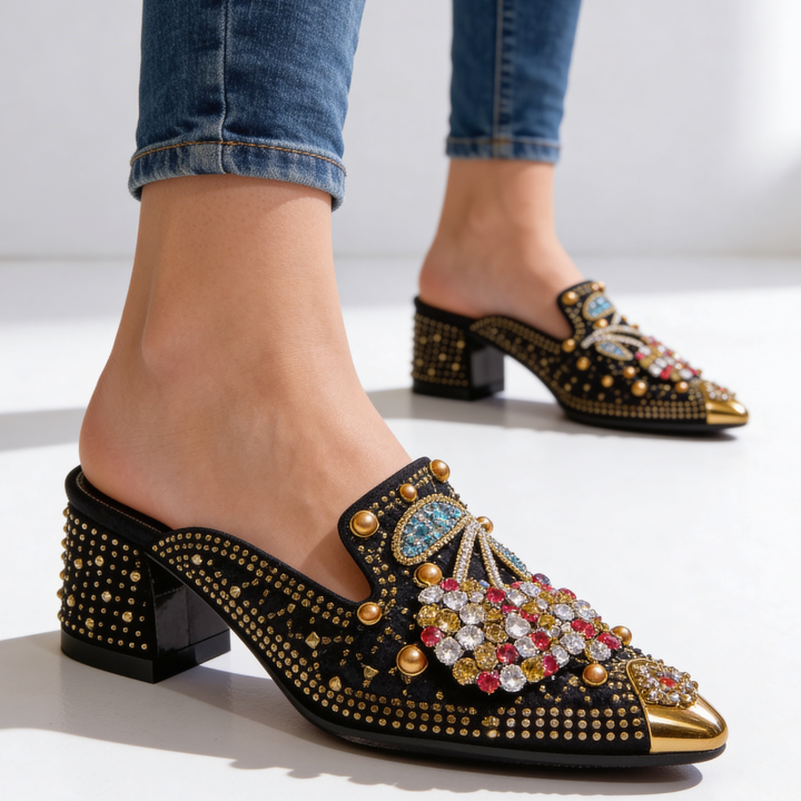 Odette Cherry Belle Heels — texture detail