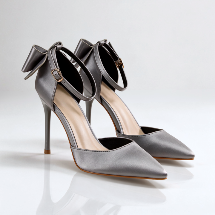 Odette Bow-Back Satin Heels