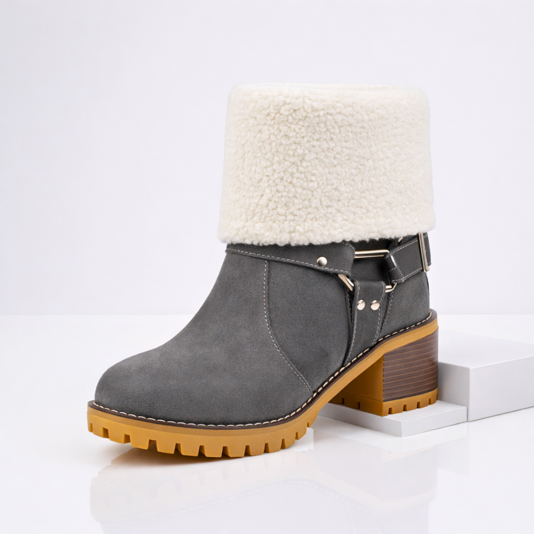 Harper Lane Suede Sherpa Boots — detail view