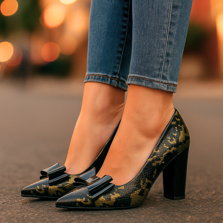 Savannah City Snake-Bite Heels — back view