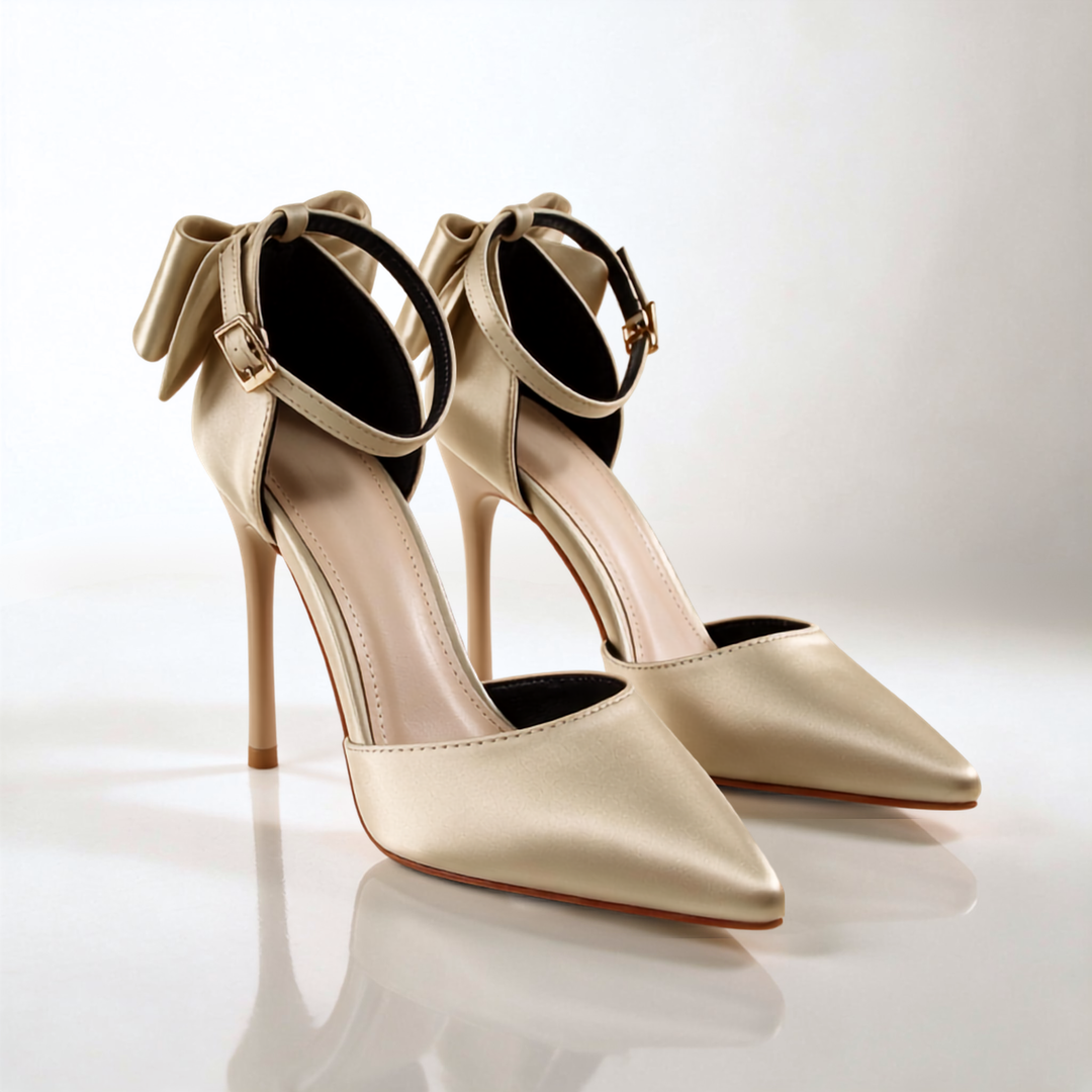 Odette Bow-Back Satin Heels