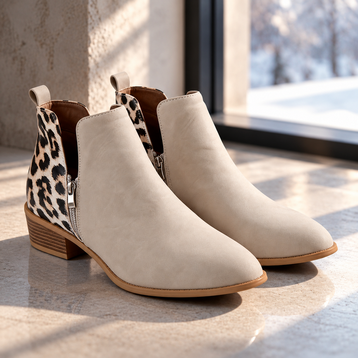 Madison Leopard-Back Ankle Boots