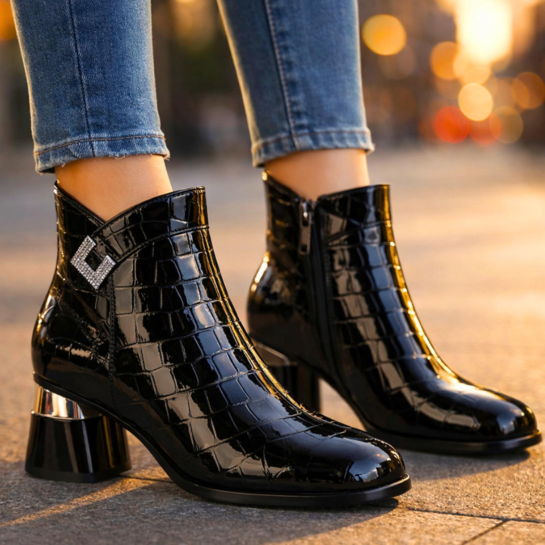 Harper Lane Gator Ankle Boots — close-up detail