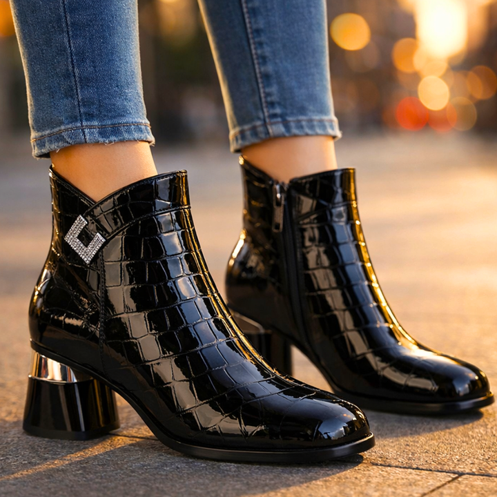 Harper Lane Gator Ankle Boots — close-up detail