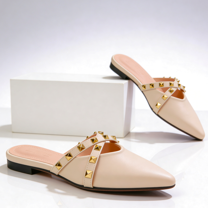 Odette Crossover Studded Sandals — close-up detail