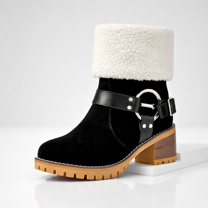 Harper Lane Suede Sherpa Boots — back view