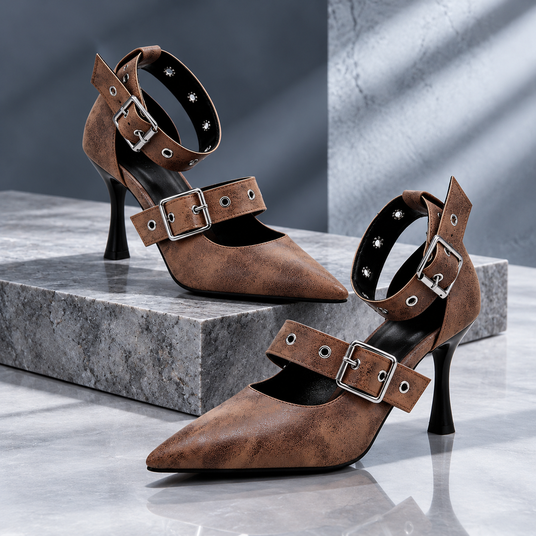 Savannah Double-Buckle Heels
