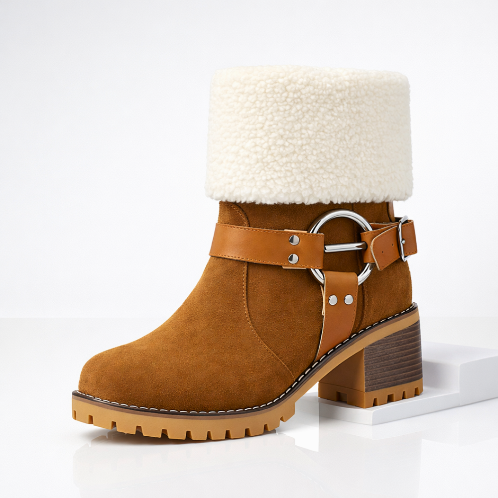 Harper Lane Suede Sherpa Boots — side view