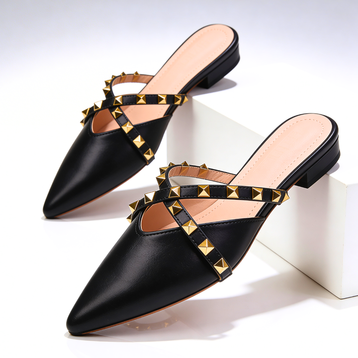 Odette Crossover Studded Sandals — styling shot