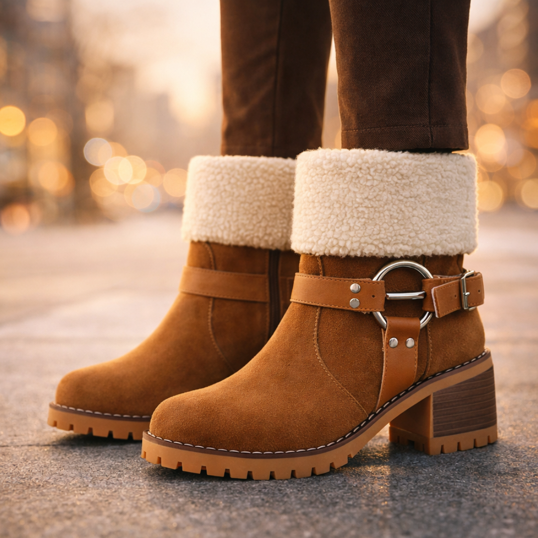 Harper Lane Suede Sherpa Boots — lifestyle shot
