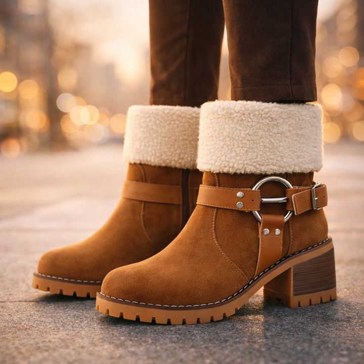 Harper Lane Suede Sherpa Boots — lifestyle shot