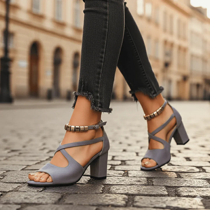 Vivienne Opaline Heels — styling shot