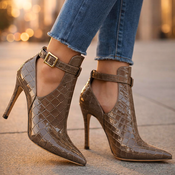 Harper Lane Gator Stiletto Heels — texture detail