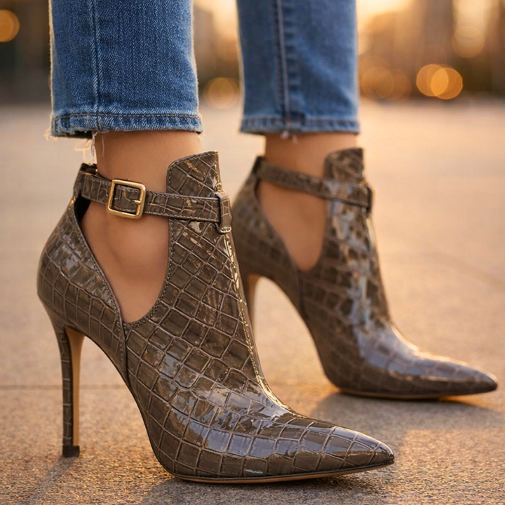 Harper Lane Gator Stiletto Heels — close-up detail
