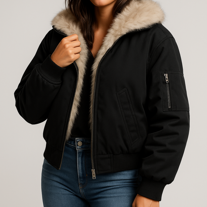 Avalon Ridge Fur Bomber — back view