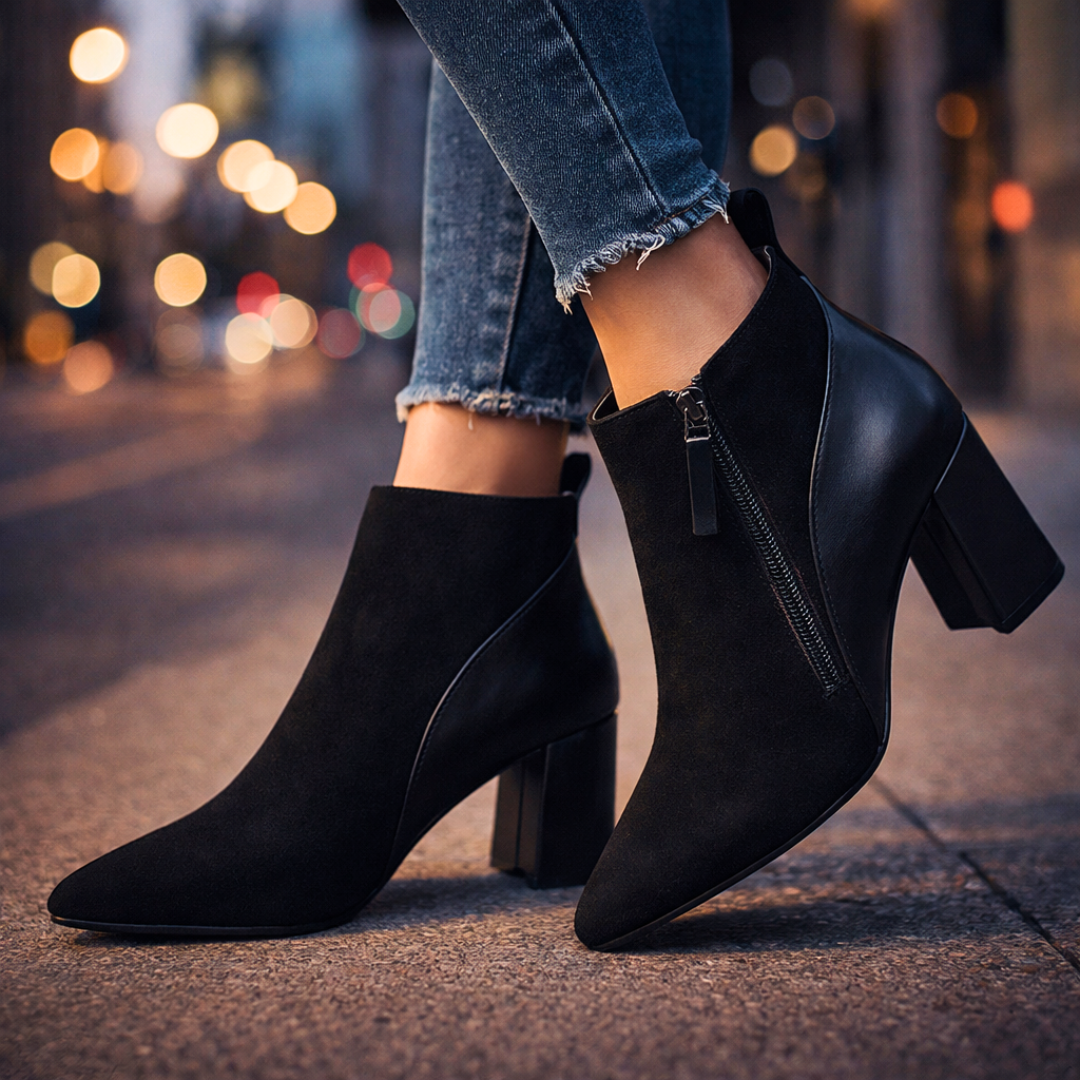 Odette Suede Ankle Boots — texture detail