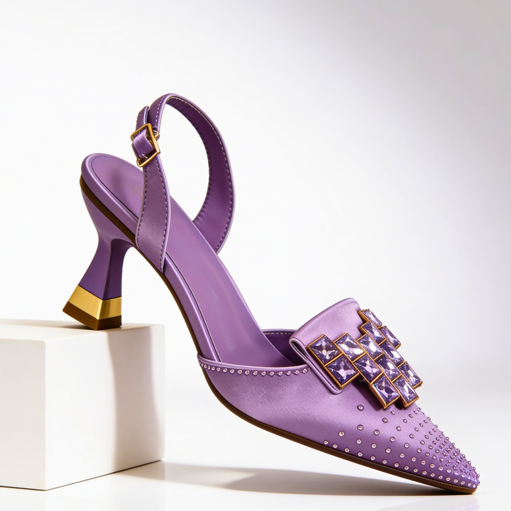 Vivienne Jewelled Slingback Heels — front view