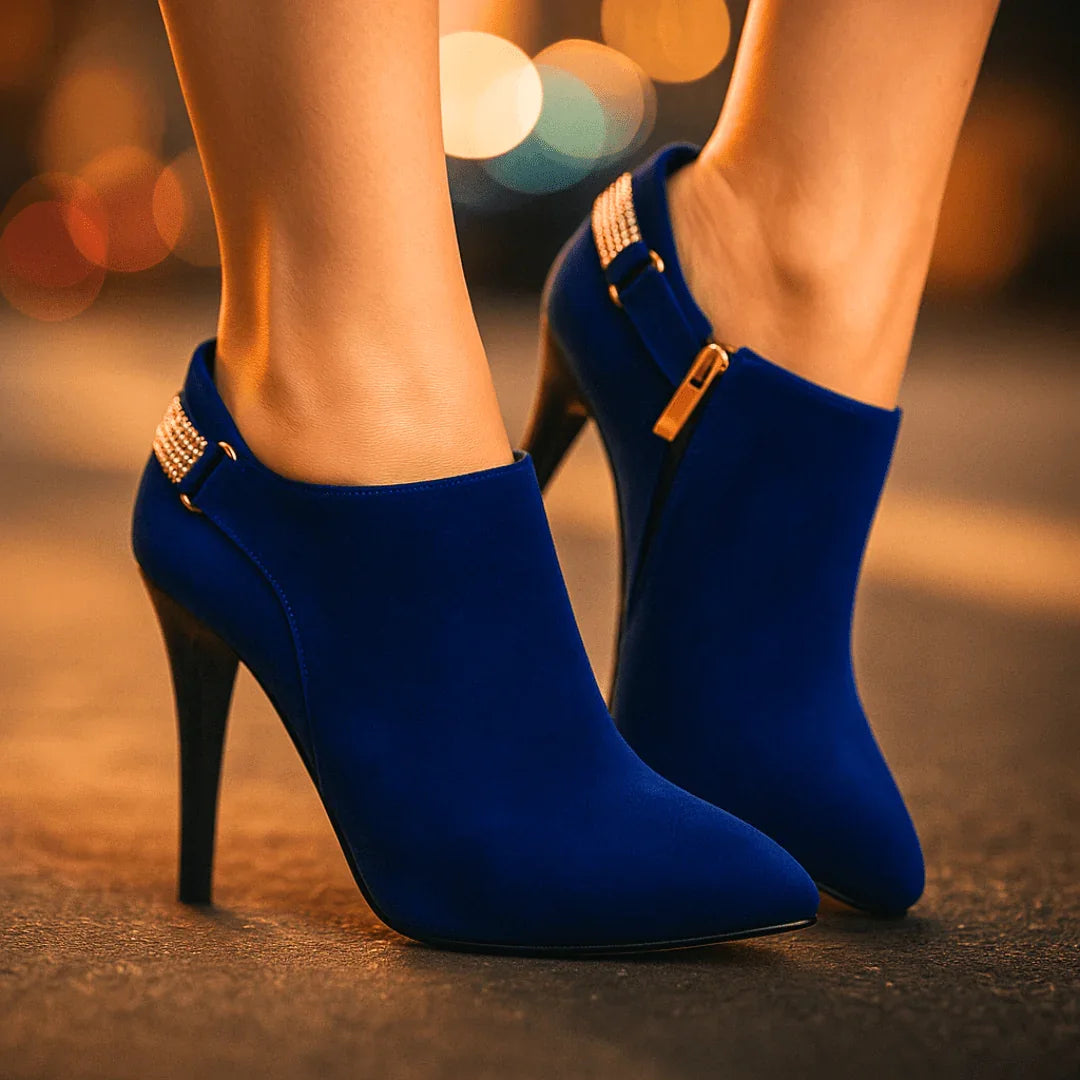 Aurora Bell Velvet Boots — front view