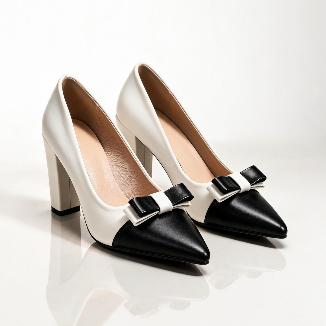 Celeste Black Tie Block Heels
