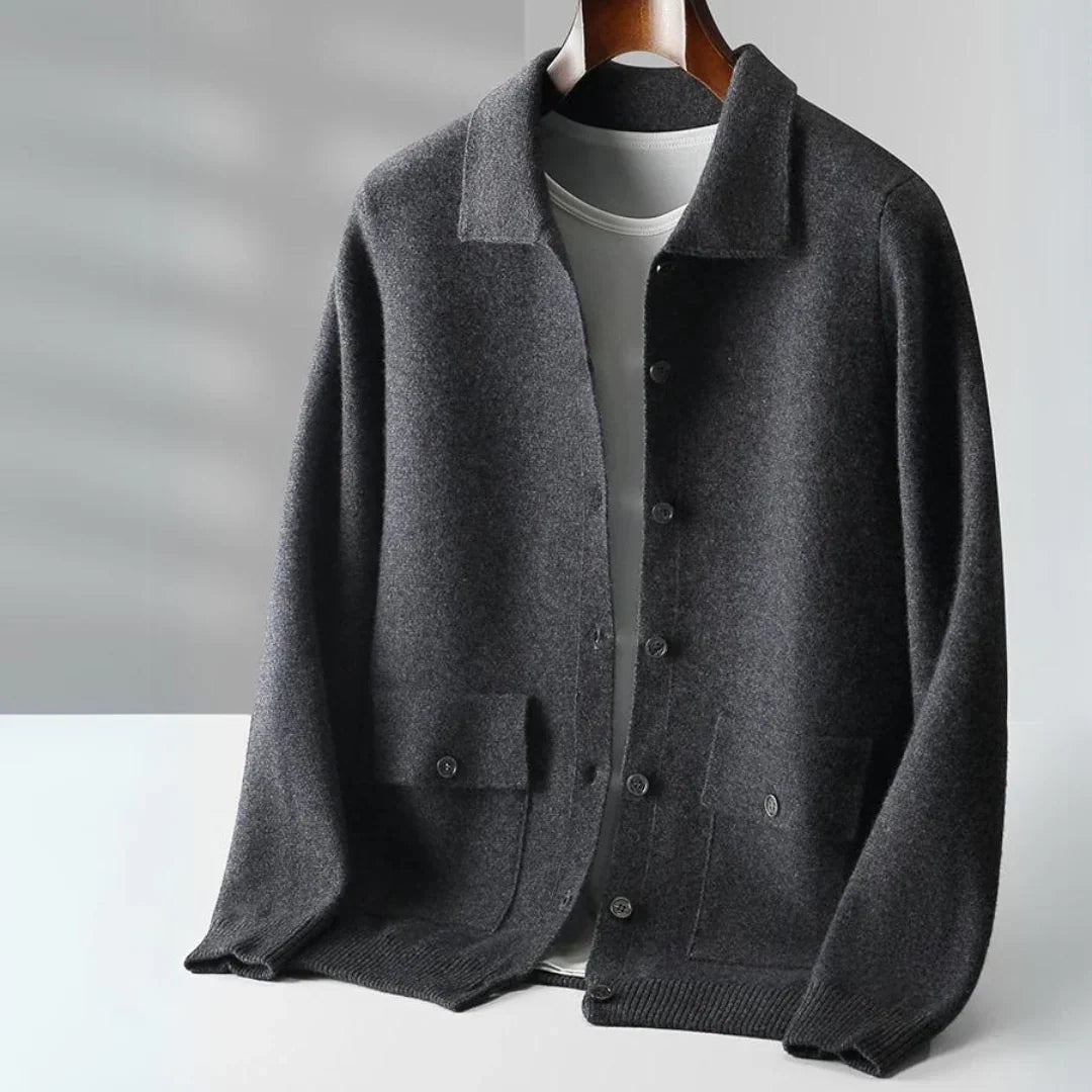 The Merino Classic Cardigan — front view