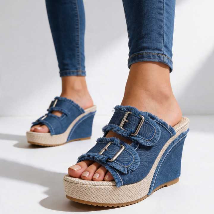 Harper Lane Denim Wedge — side view