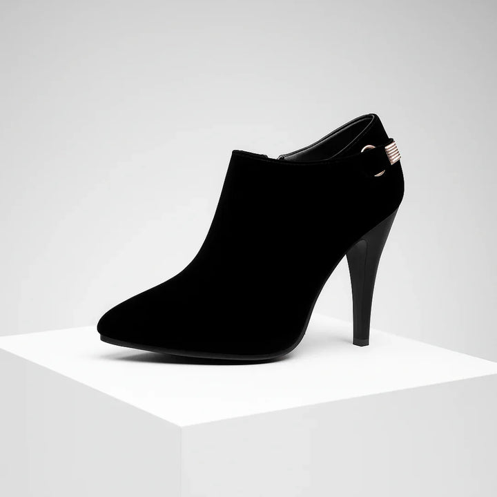 Aurora Bell Velvet Boots — back view