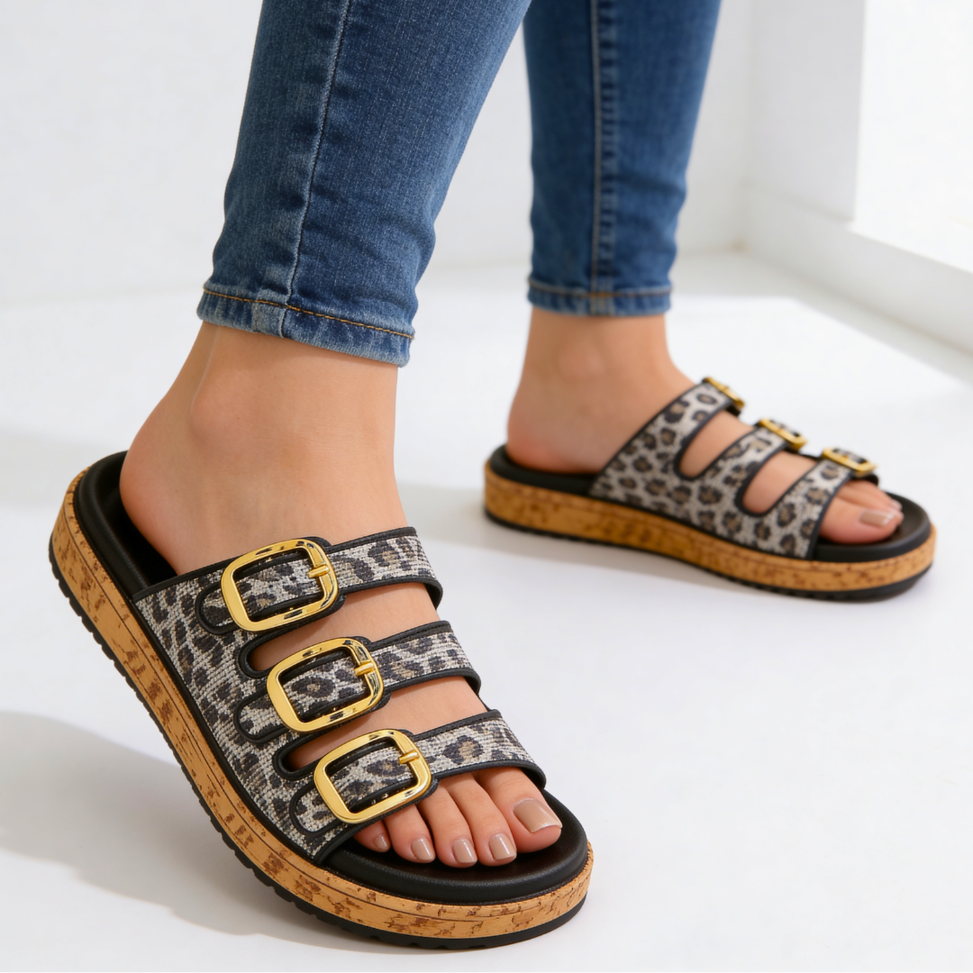 Odette Triple-Buckle Slides
