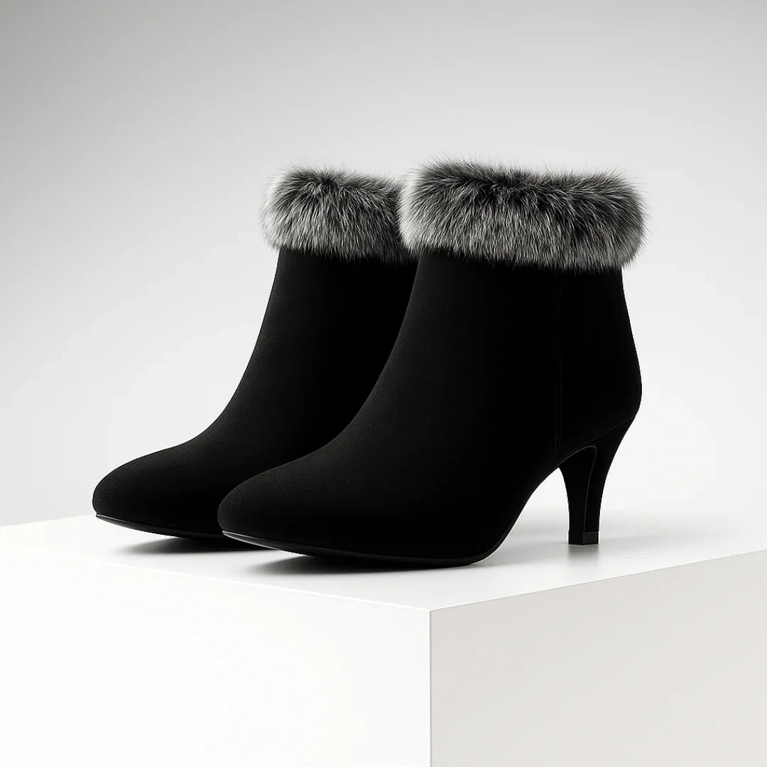 Aurora Bell Fur Boots — back view