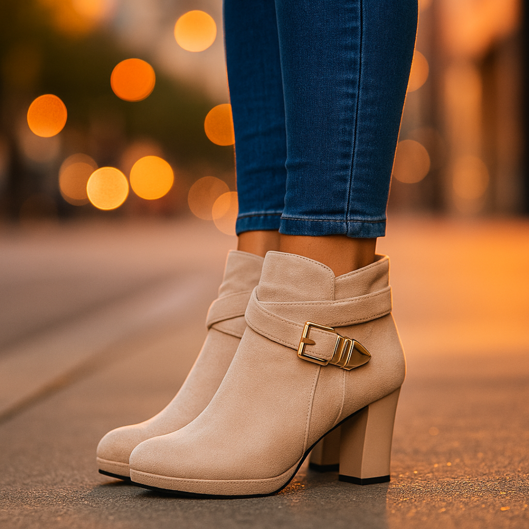 Harper Lane Suede Wrap Boots — back view