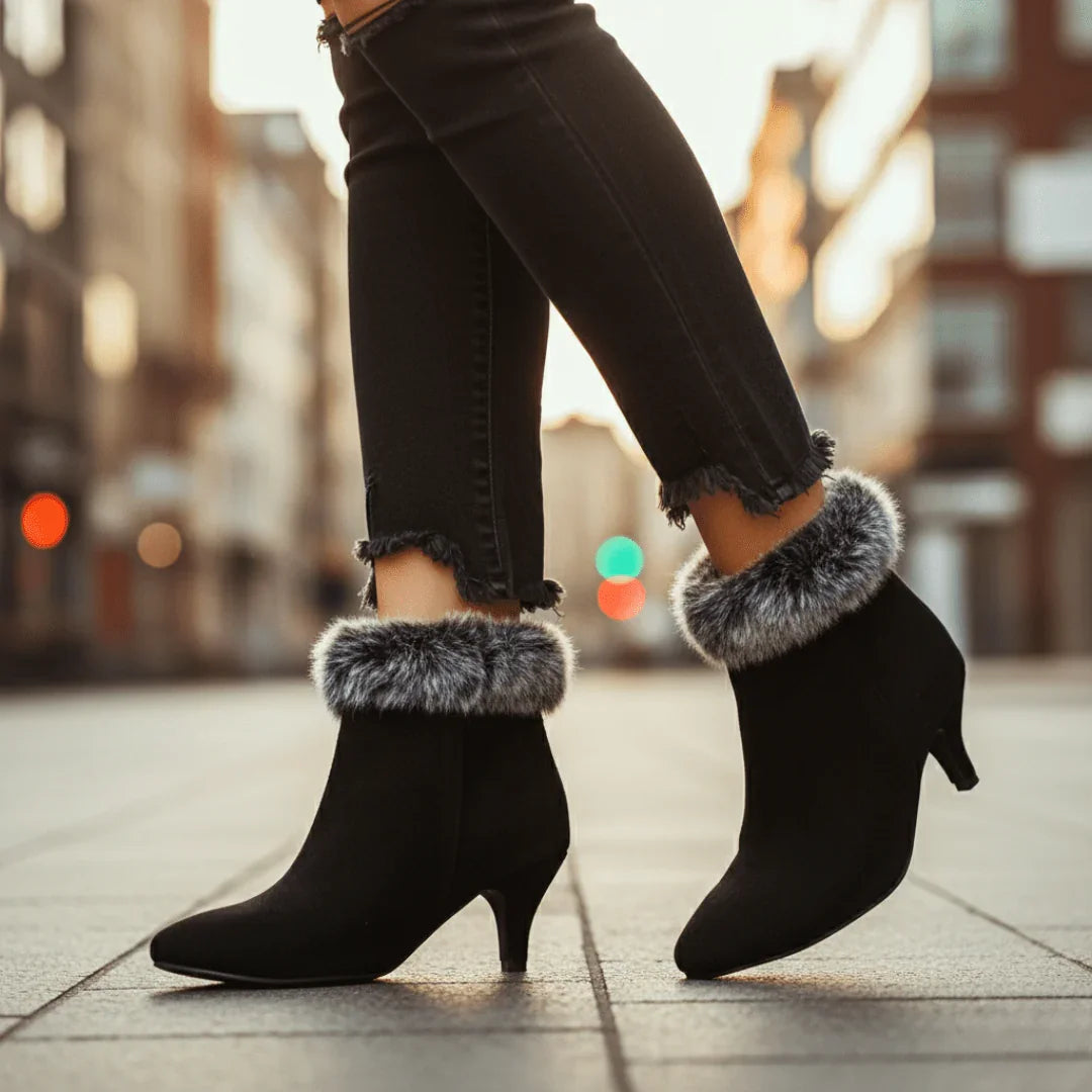 Aurora Bell Fur Boots — front view