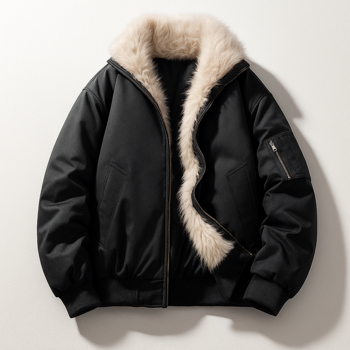 Avalon Ridge Fur Bomber — close-up detail
