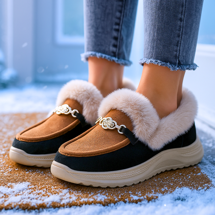 Valeria Lodge Fur Loafers — close-up detail