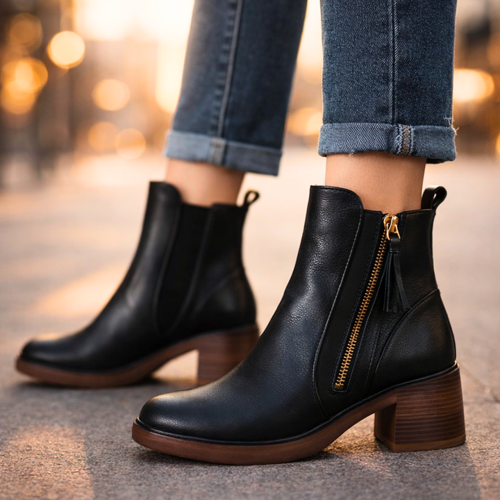 Odette Leather Ankle Boots — back view