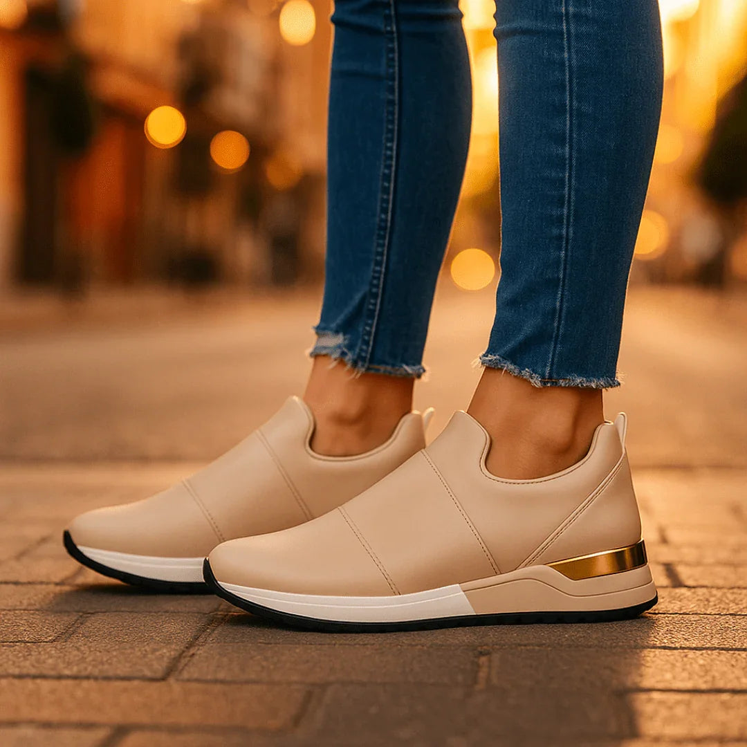 Harper Lane Gilded Sneakers — styling shot