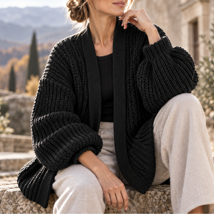 Eleanor Lantern-Sleeve Cardigan