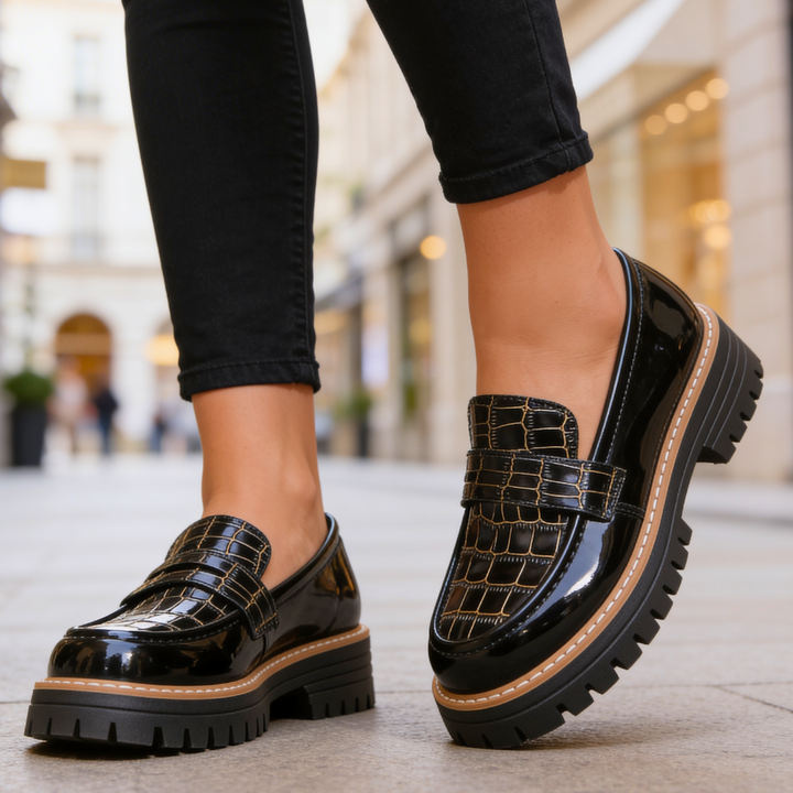 Harper Lane Gator Platform Loafers — lifestyle shot