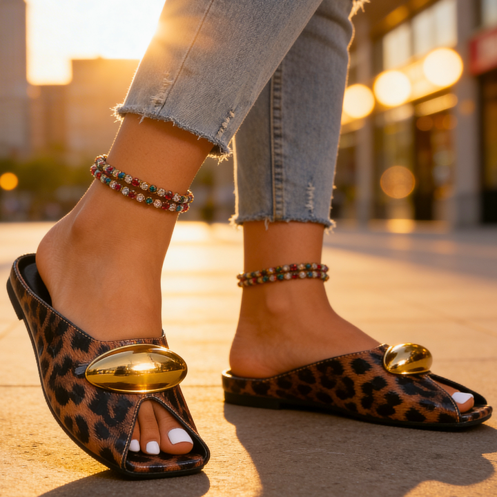 Harper Lane Leopard Print Leather Slip-Ons — side view