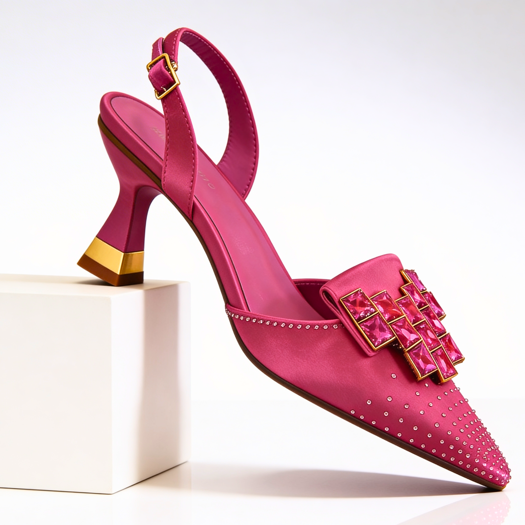 Vivienne Jewelled Slingback Heels — side view