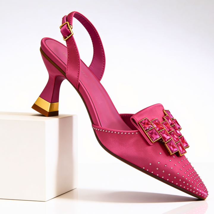 Vivienne Jewelled Slingback Heels — side view