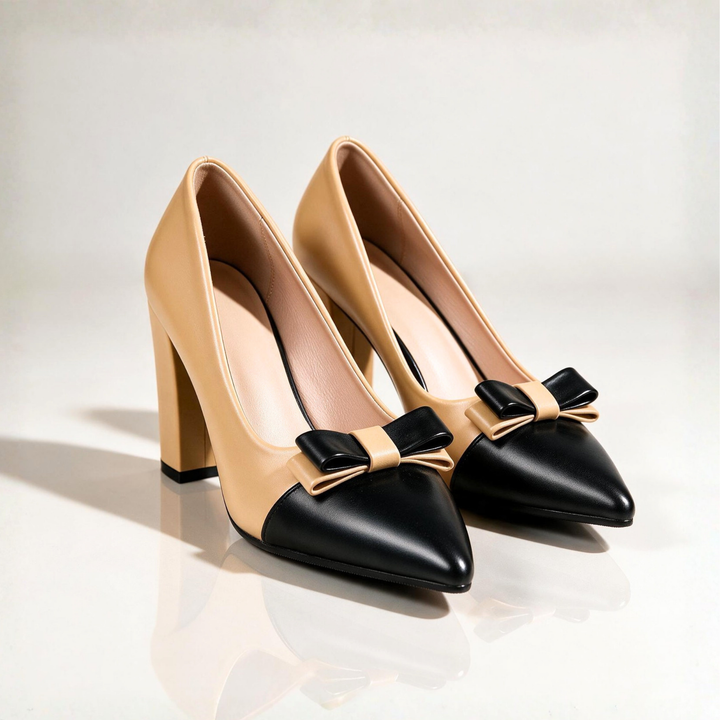 Celeste Black Tie Block Heels