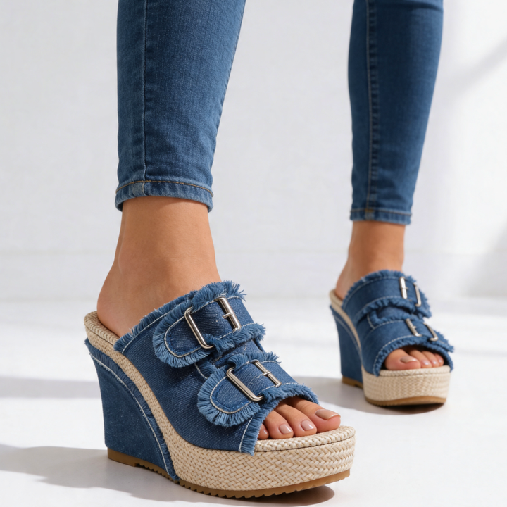 Harper Lane Denim Wedge — detail view