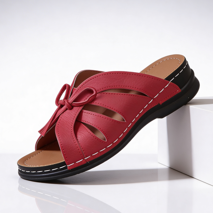 Odette Cushioned Bow Sandals — detail view
